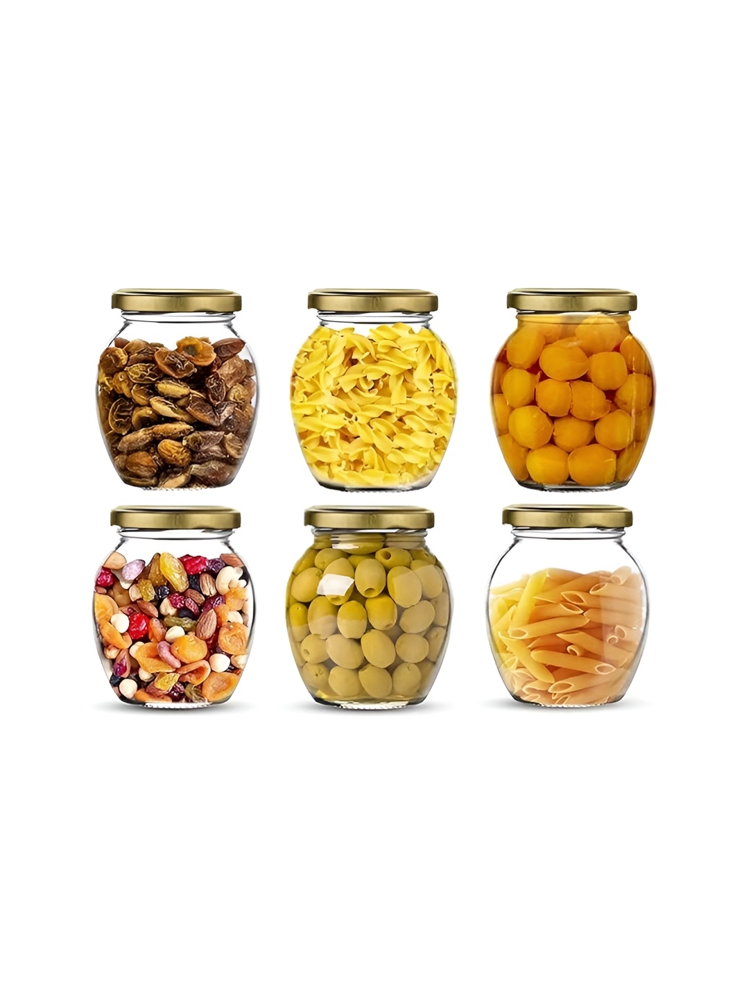 

tyche enterprises 6-Pcs Transparent Glass Containers with Lid 400 ml Each