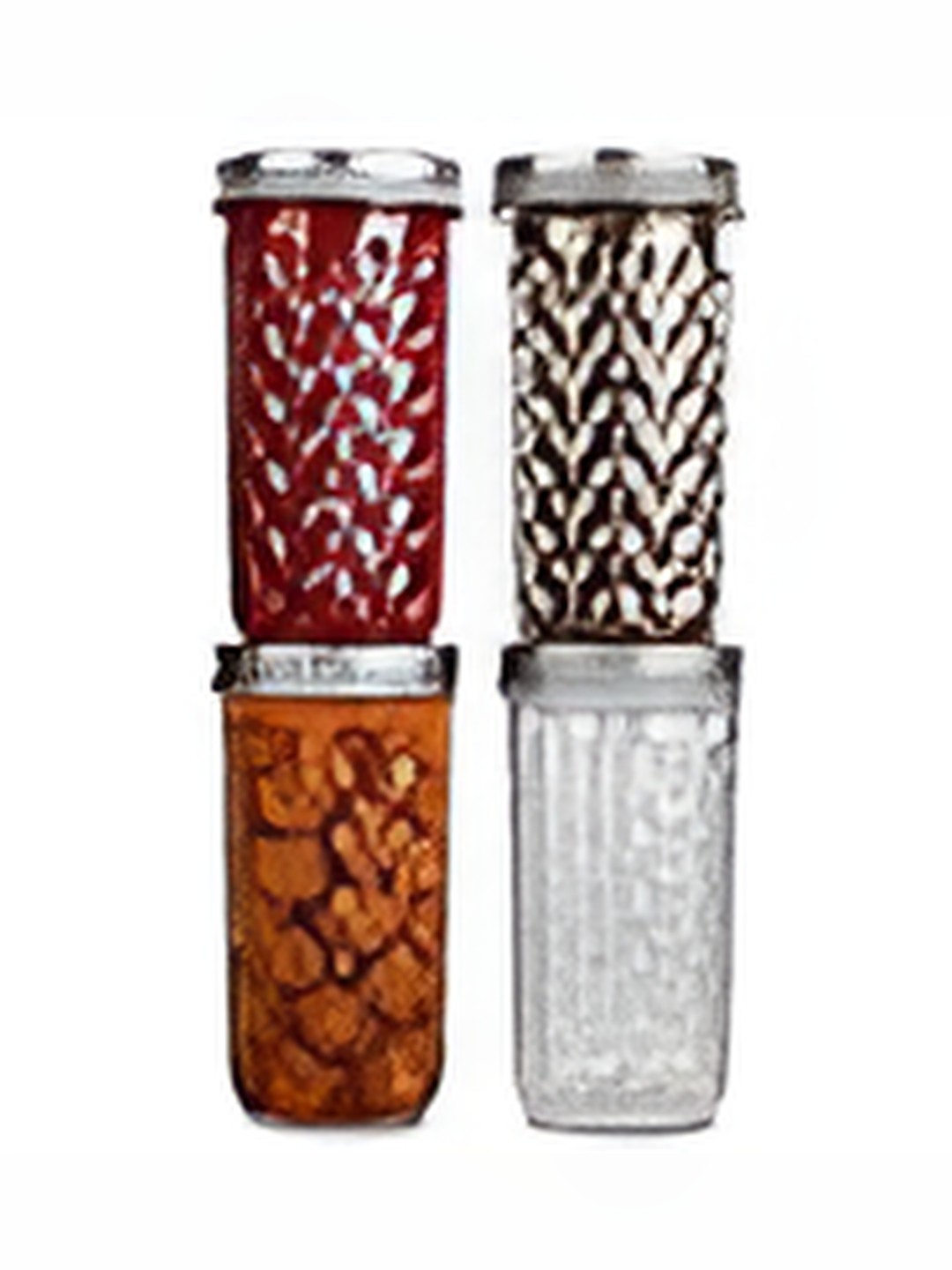 

tyche enterprises 4-Pcs Transparent Glass Containers with Lid 350ml Each
