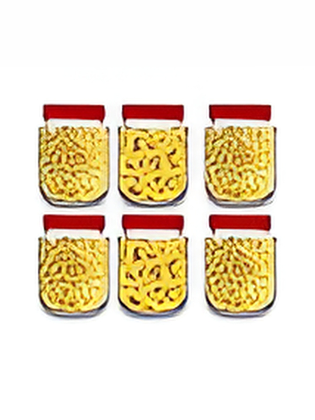 

tyche enterprises 6-Pcs Transparent Glass Containers with Lid 400 ml Each