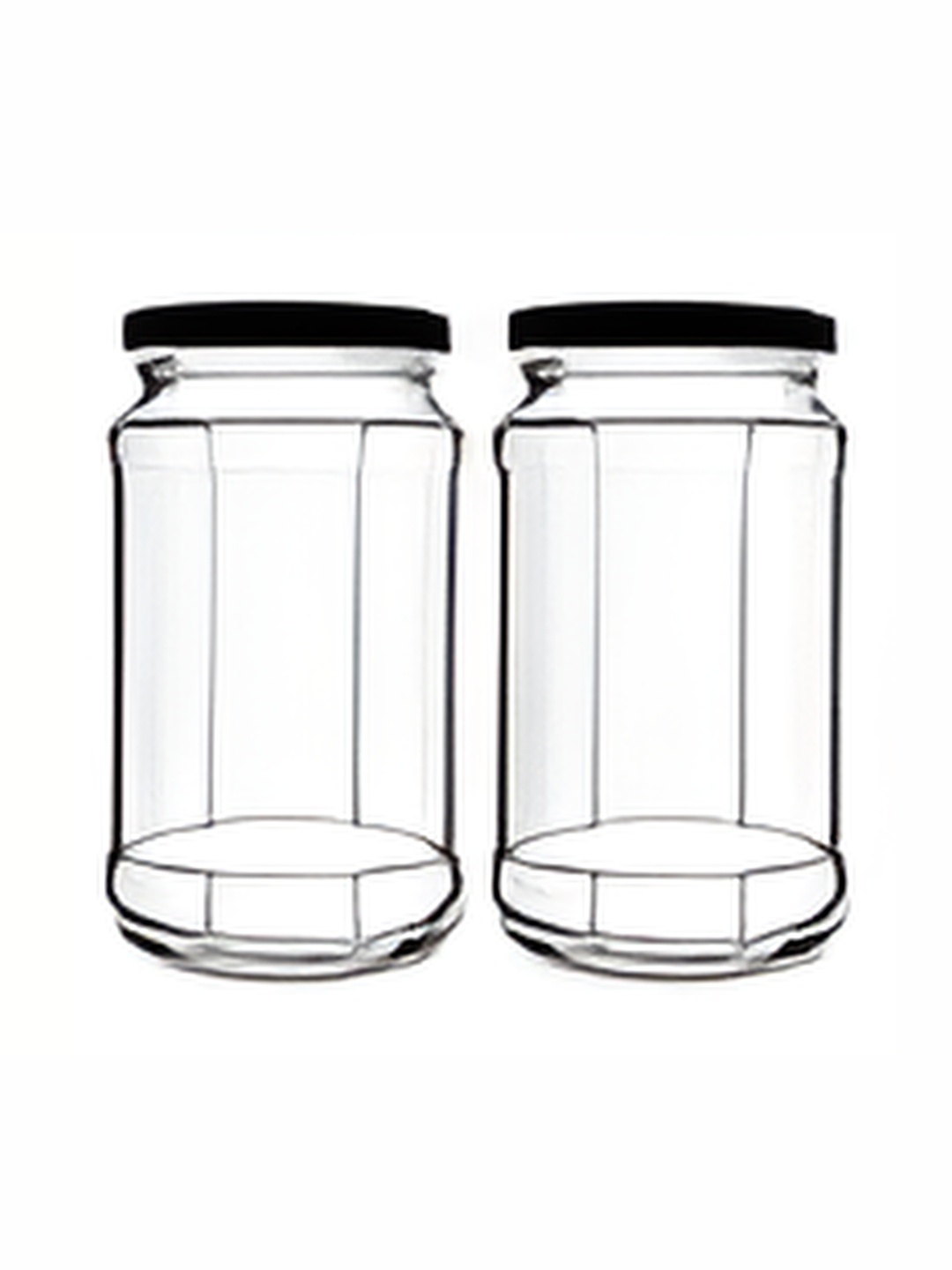 

tyche enterprises 2-Pcs Transparent Glass Containers with Lid 450ml