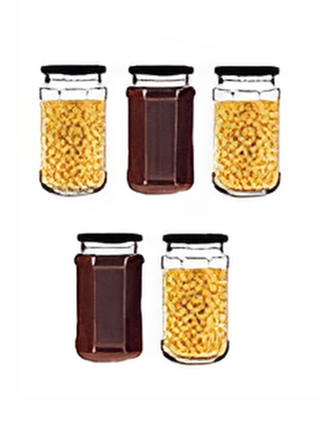 

tyche enterprises 5-Pcs Transparent Glass Containers with Lid 450ml Each
