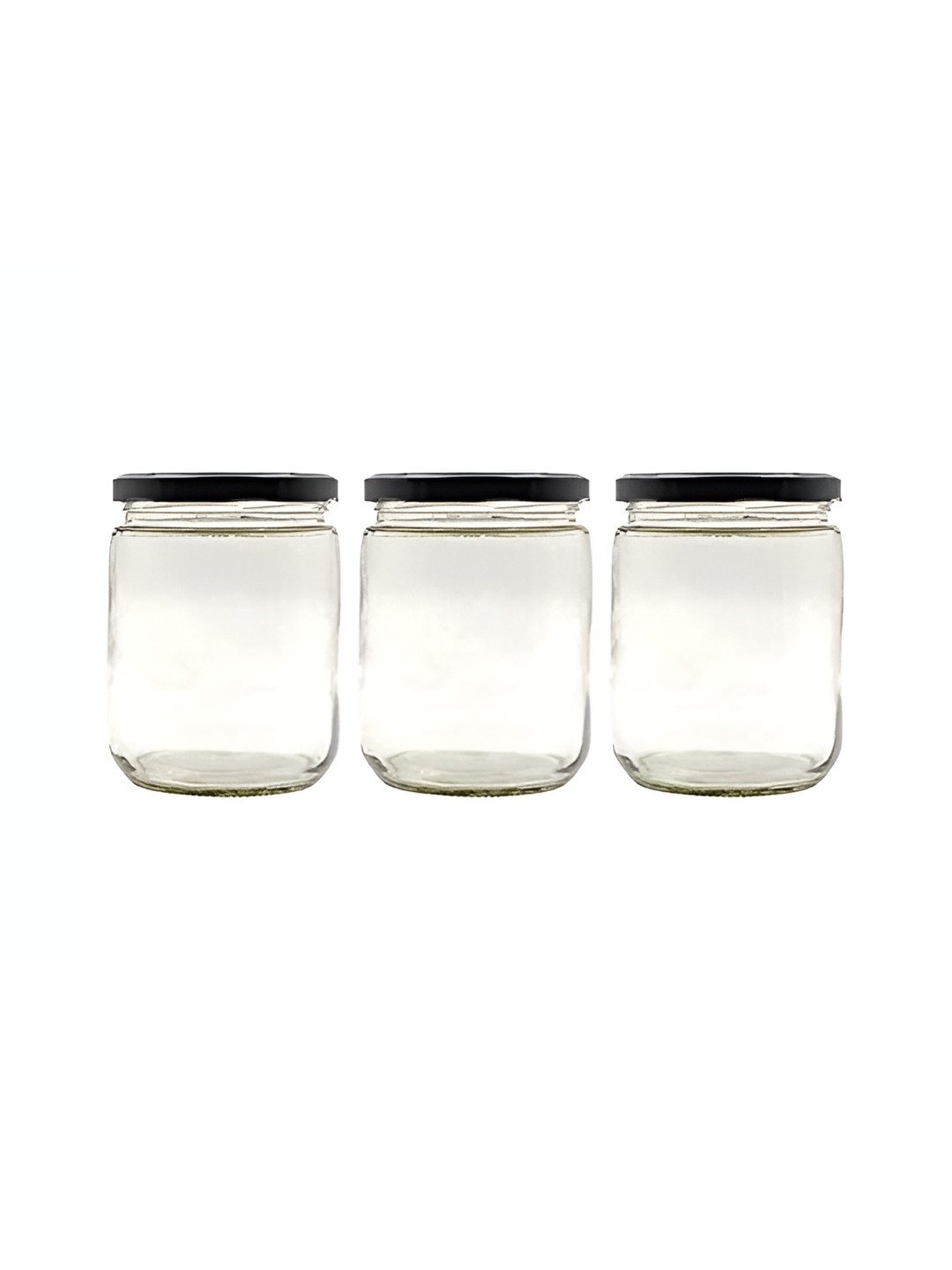 

tyche enterprises Transparent & Black 3 Pieces Glass Containers 500 ml Each