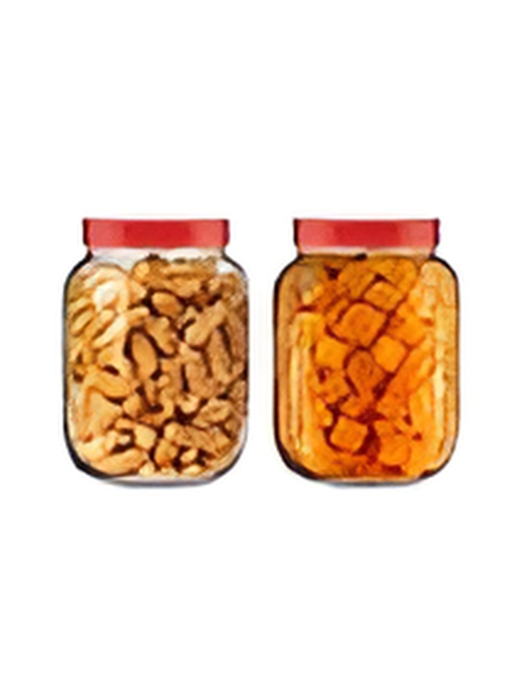 

tyche enterprises Transparent & Red 2 Pieces Glass Containers 3 L Each
