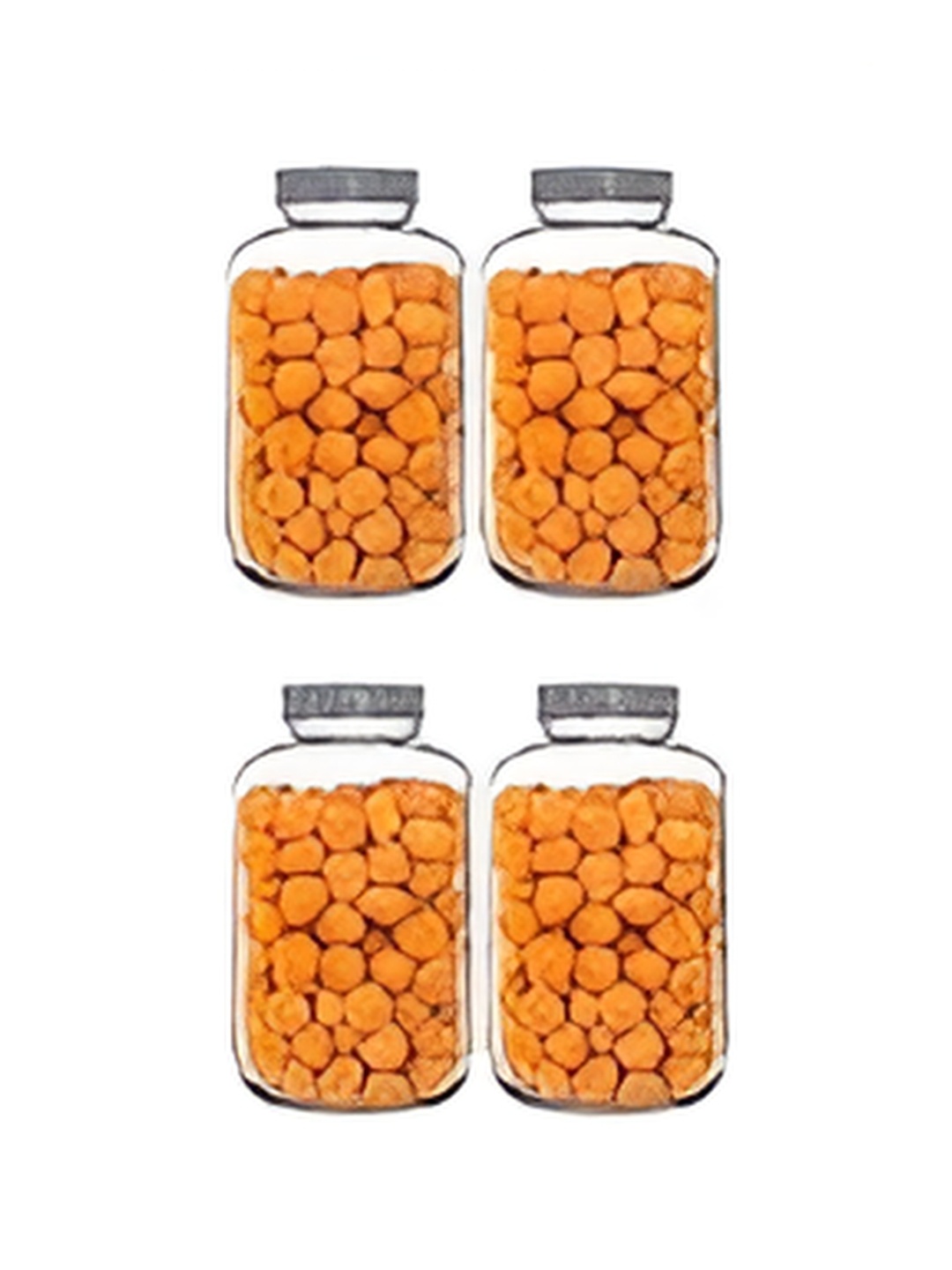 

tyche enterprises Transparent & Silver Toned 4 Pieces Glass Containers 4.5 L Each
