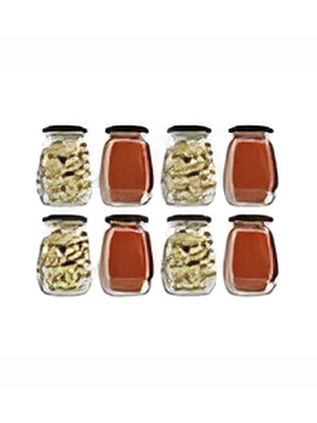 

tyche enterprises Transparent Set of 8 Piramal Glass Hexagonal Shape Container 500 ml Each