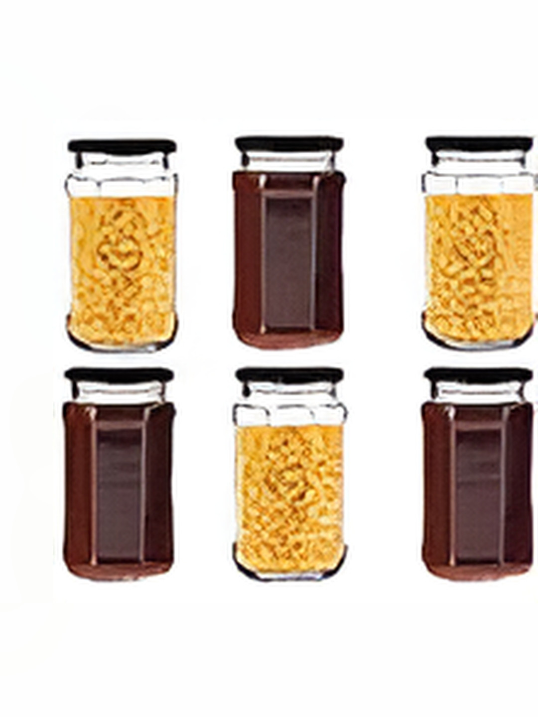 

tyche enterprises Transparent & Black 6 Pieces Glass Containers 450 ml Each