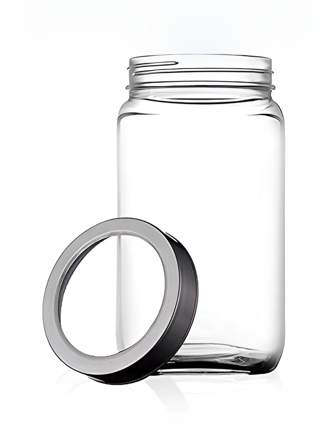 

tyche enterprises Transparent & Silver Toned Glass Container 1. 8 L