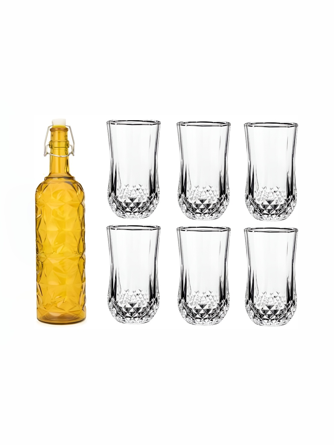 

1ST TIME Yellow & Transparent 7 Pcs Bottle & Glasses Set