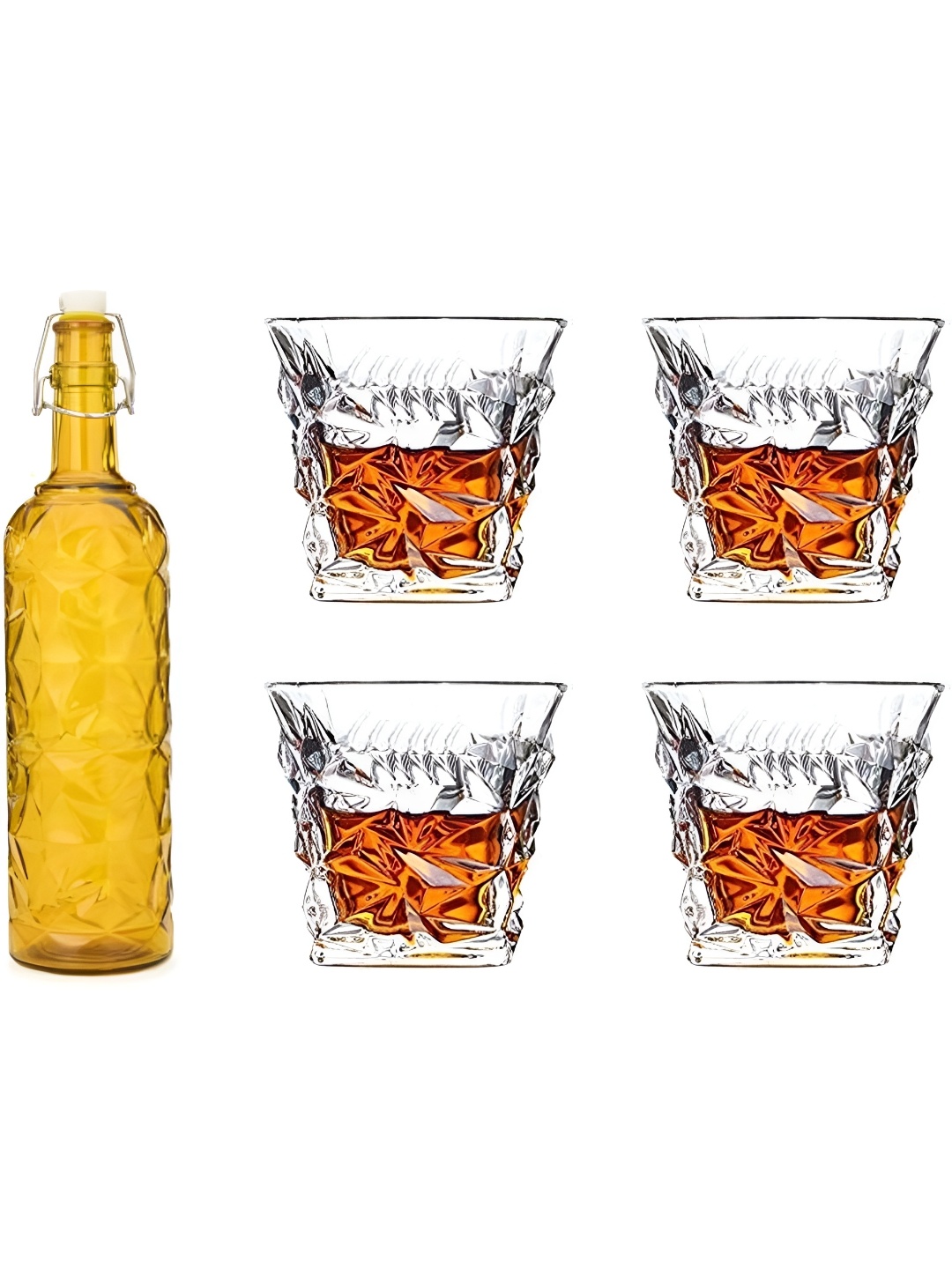 

1ST TIME Yellow & Transparent 5 Pcs Bottle & Glasses Set