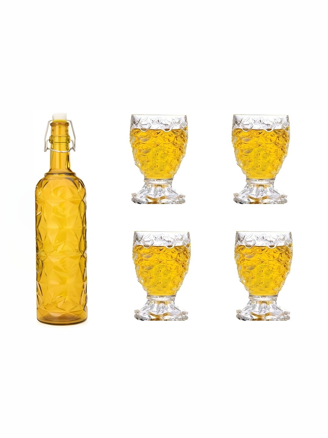 

1ST TIME Yellow & Transparent 5 Pcs Bottle & Glasses Set