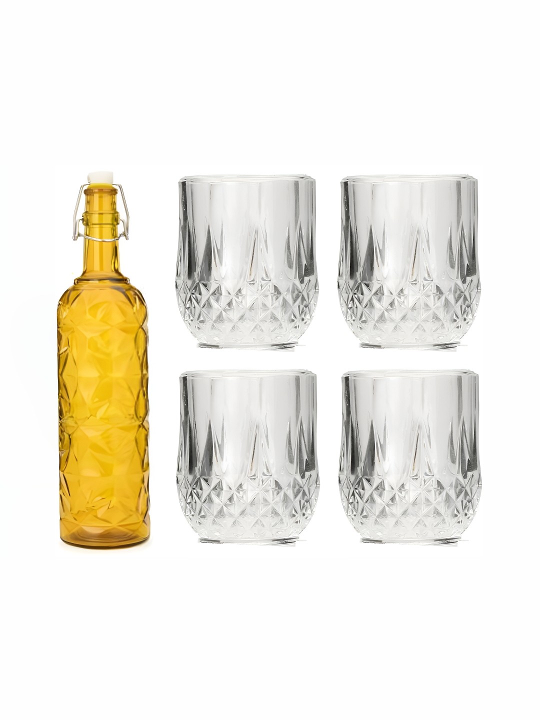 

1ST TIME Yellow & Transparent 5 Pcs Bottle & Glasses Set