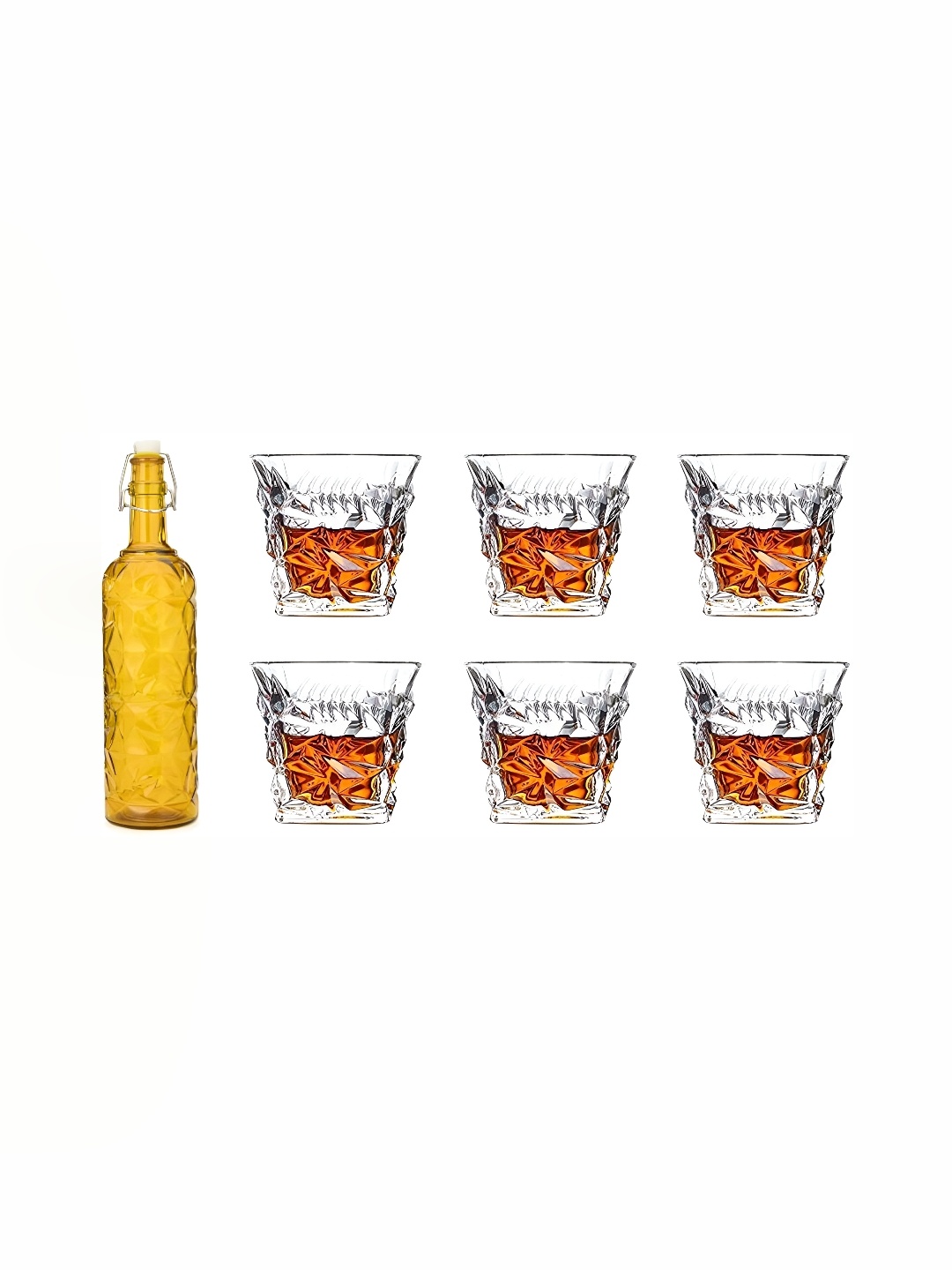 

1ST TIME Yellow & Transparent 7 Pcs Bottle & Glasses Set