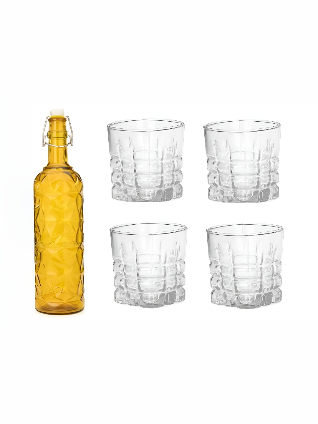 

1ST TIME Yellow & Transparent 5 Pcs Bottle & Glasses Set
