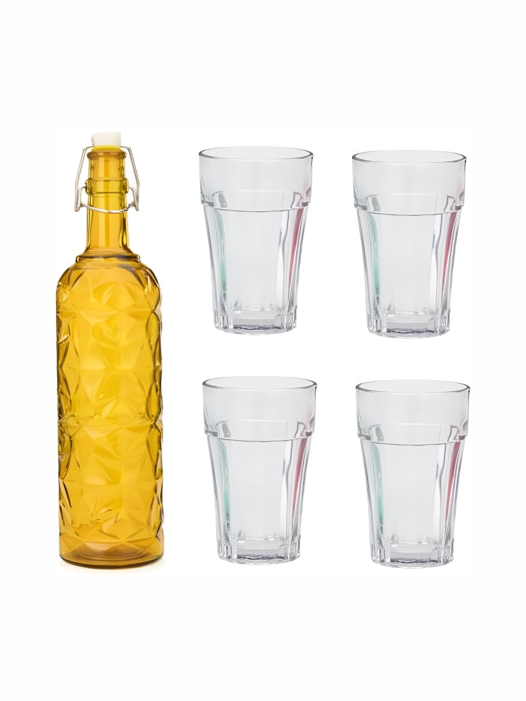 

1ST TIME Yellow & Transparent 5 Pcs Bottle & Glasses Set