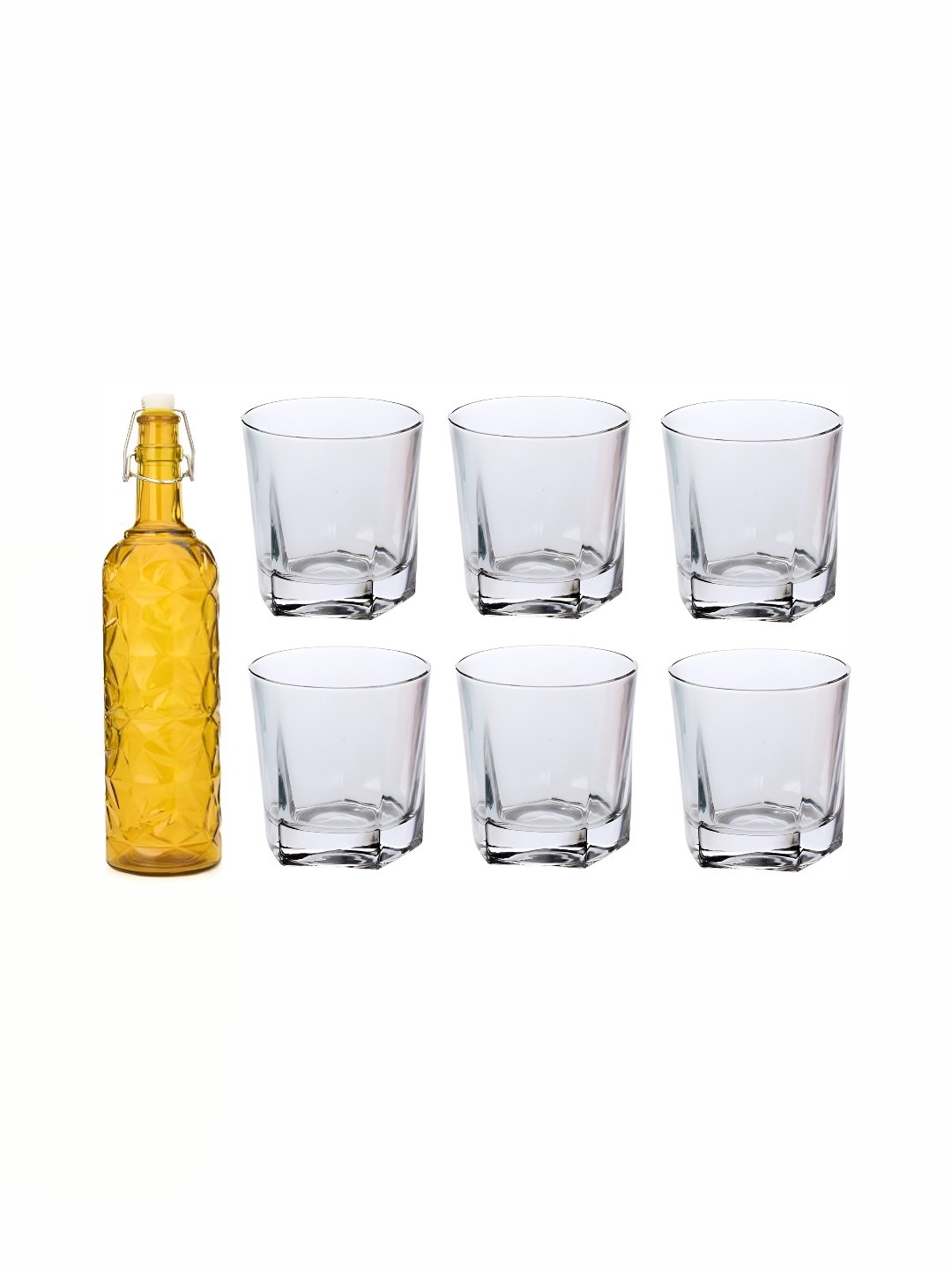 

1ST TIME Yellow & Transparent 7 Pcs Bottle & Glasses Set