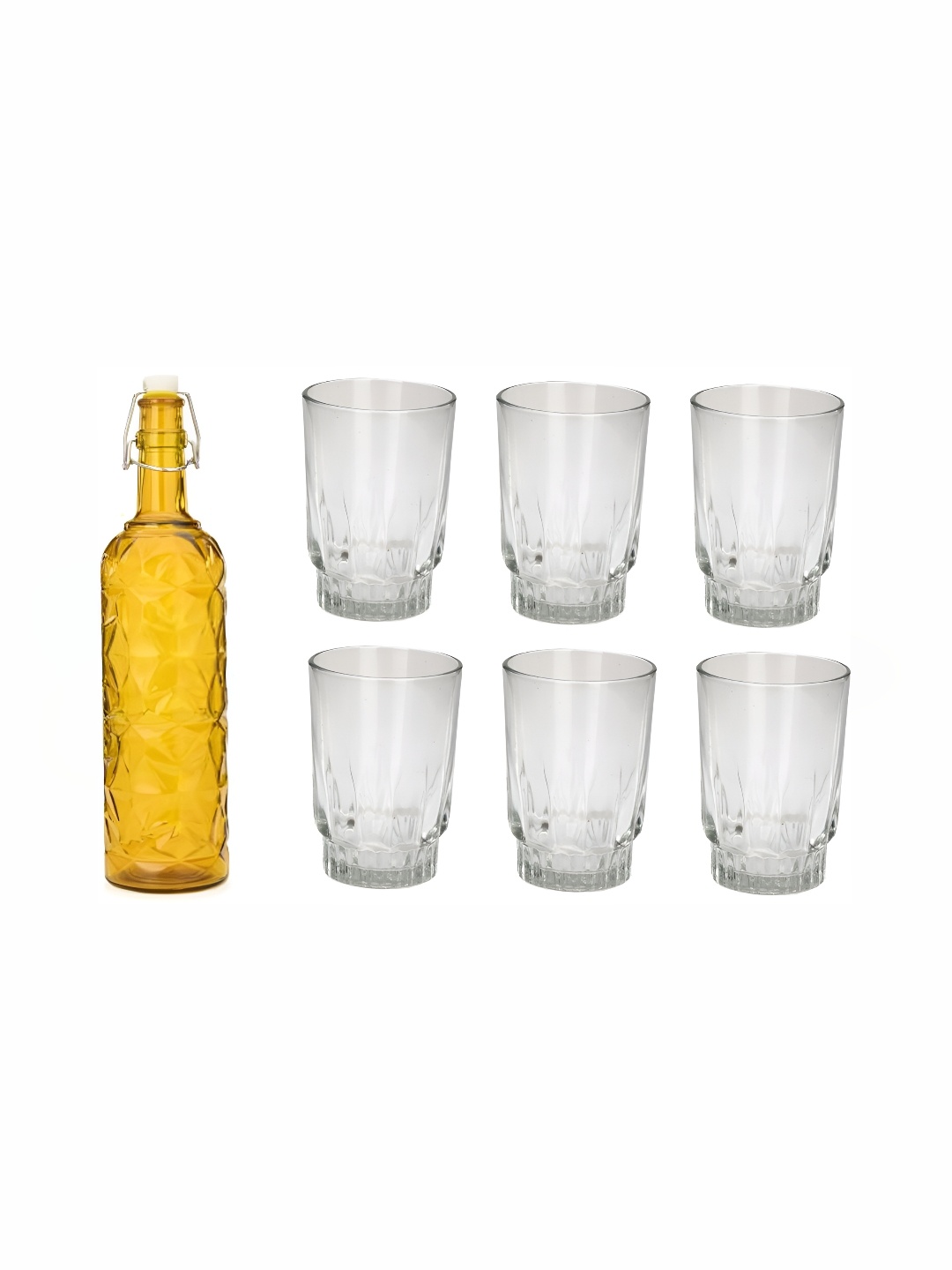 

1ST TIME Yellow & Transparent 7 Pcs Bottle & Glasses Set