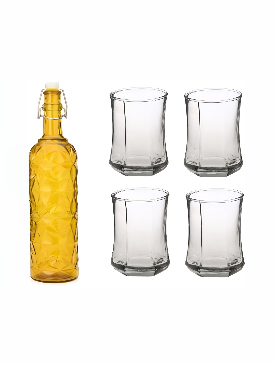 

1ST TIME Yellow & Transparent 5 Pcs Bottle & Glasses Set