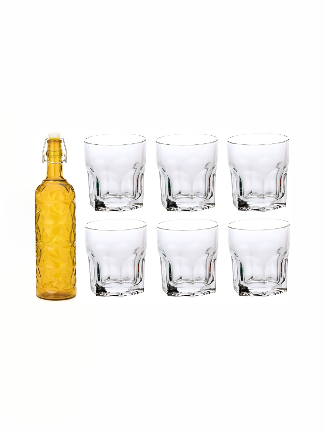 

1ST TIME Yellow & Transparent 7 Pcs Bottle & Glasses Set