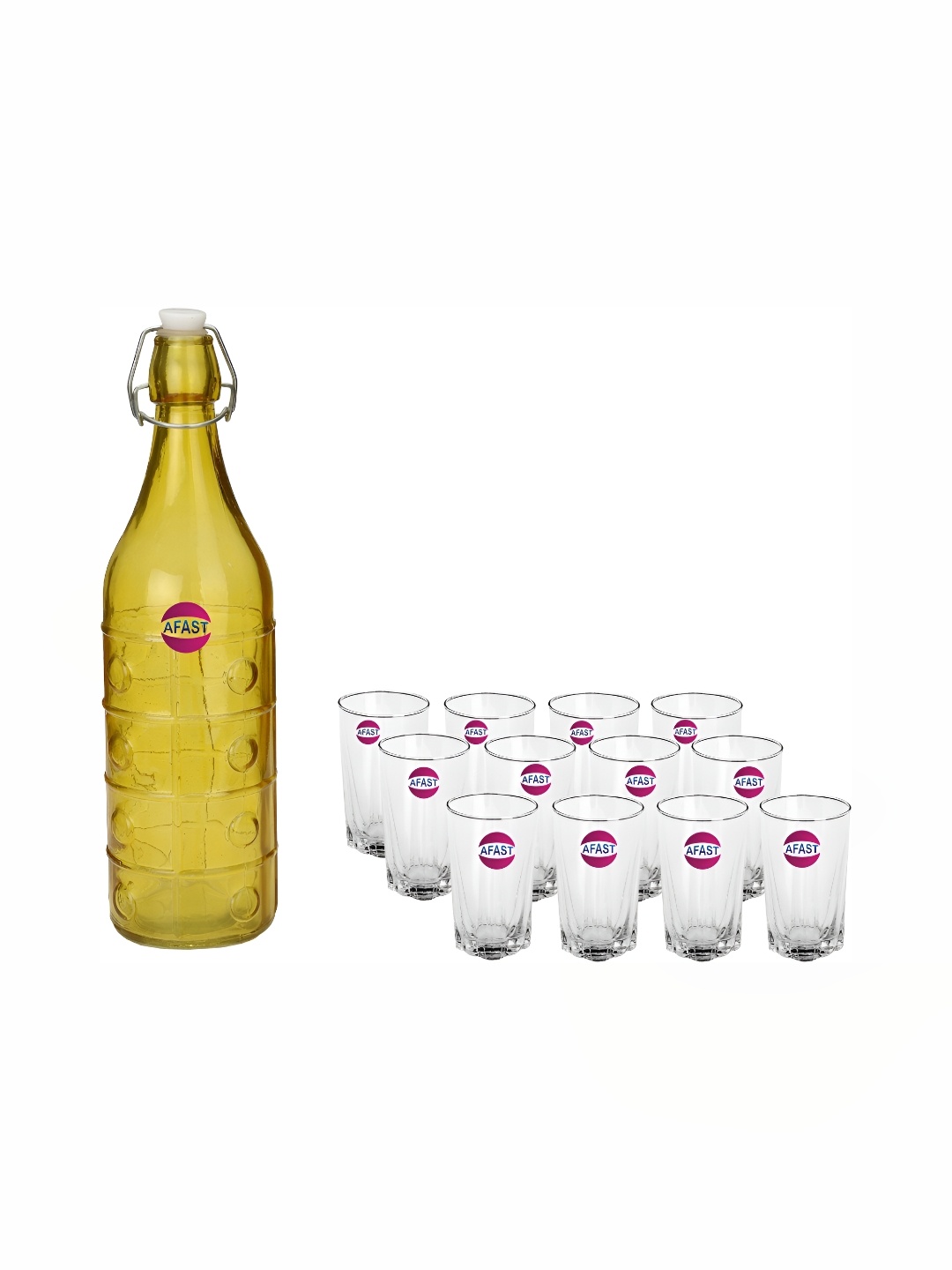 

1ST TIME Yellow & Transparent 13 Pcs Bottle & Glasses Set
