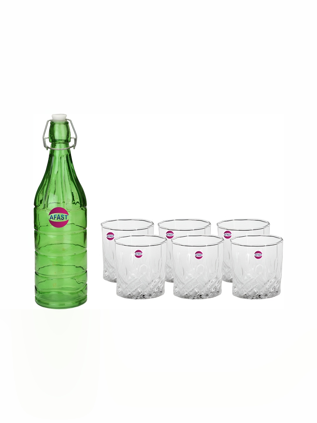 

1ST TIME Green & Transparent 7 Pcs Bottle & Glasses Set