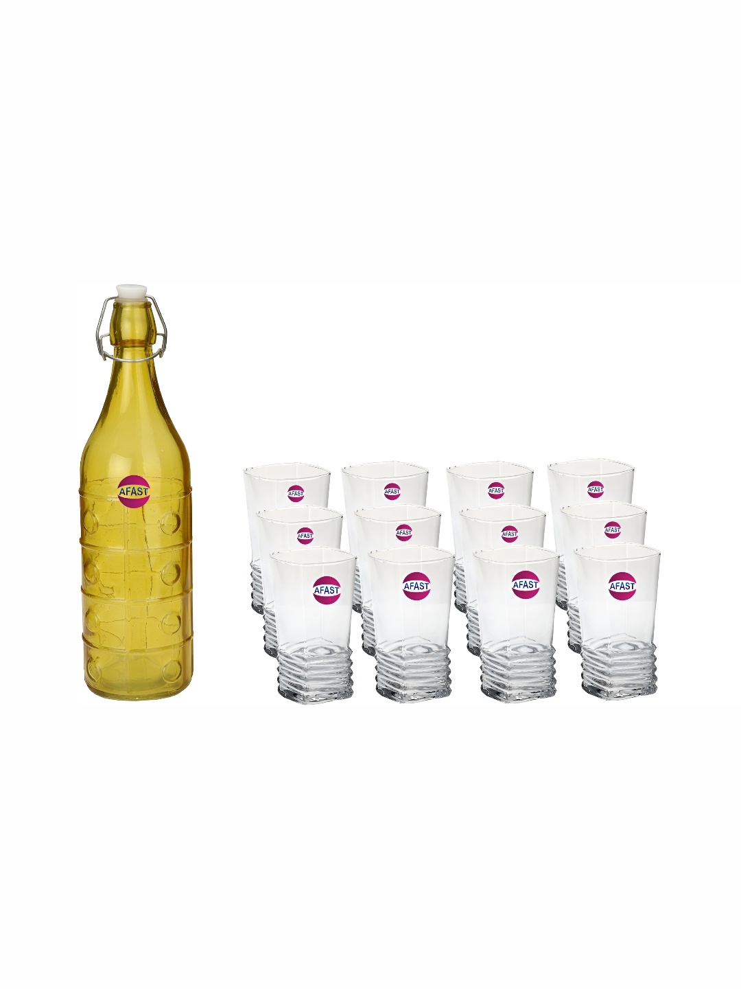 

1ST TIME Yellow & Transparent 13 Pcs Bottle & Glasses Set