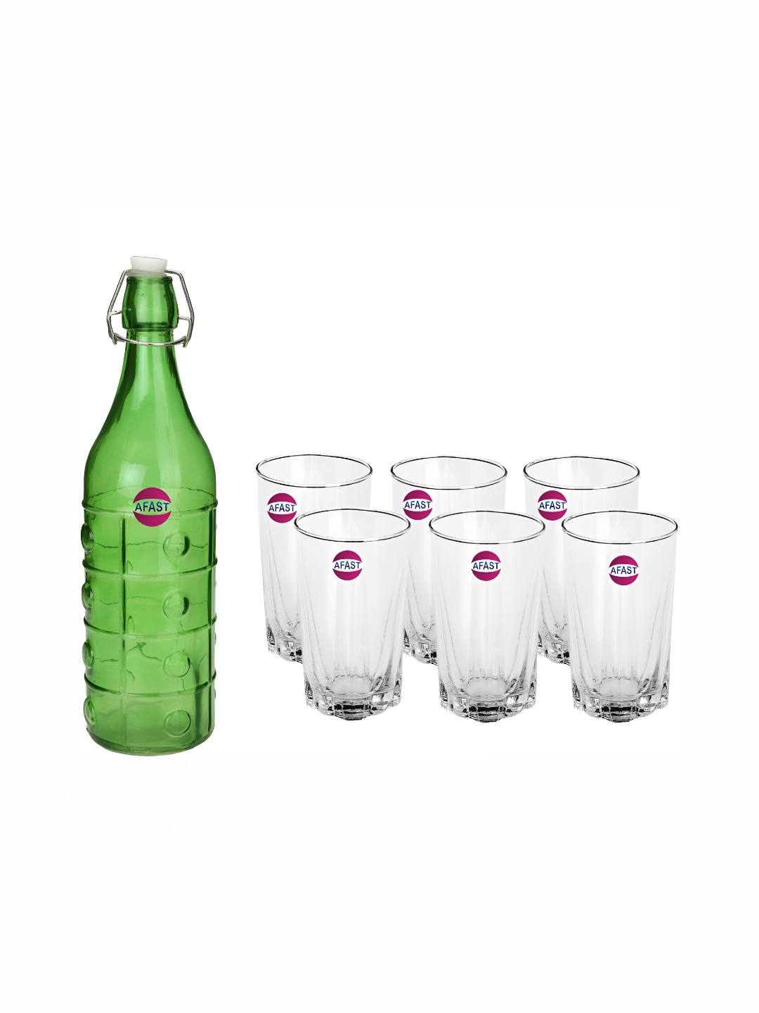 

1ST TIME Green & Transparent 7 Pcs Bottle & Glasses Set