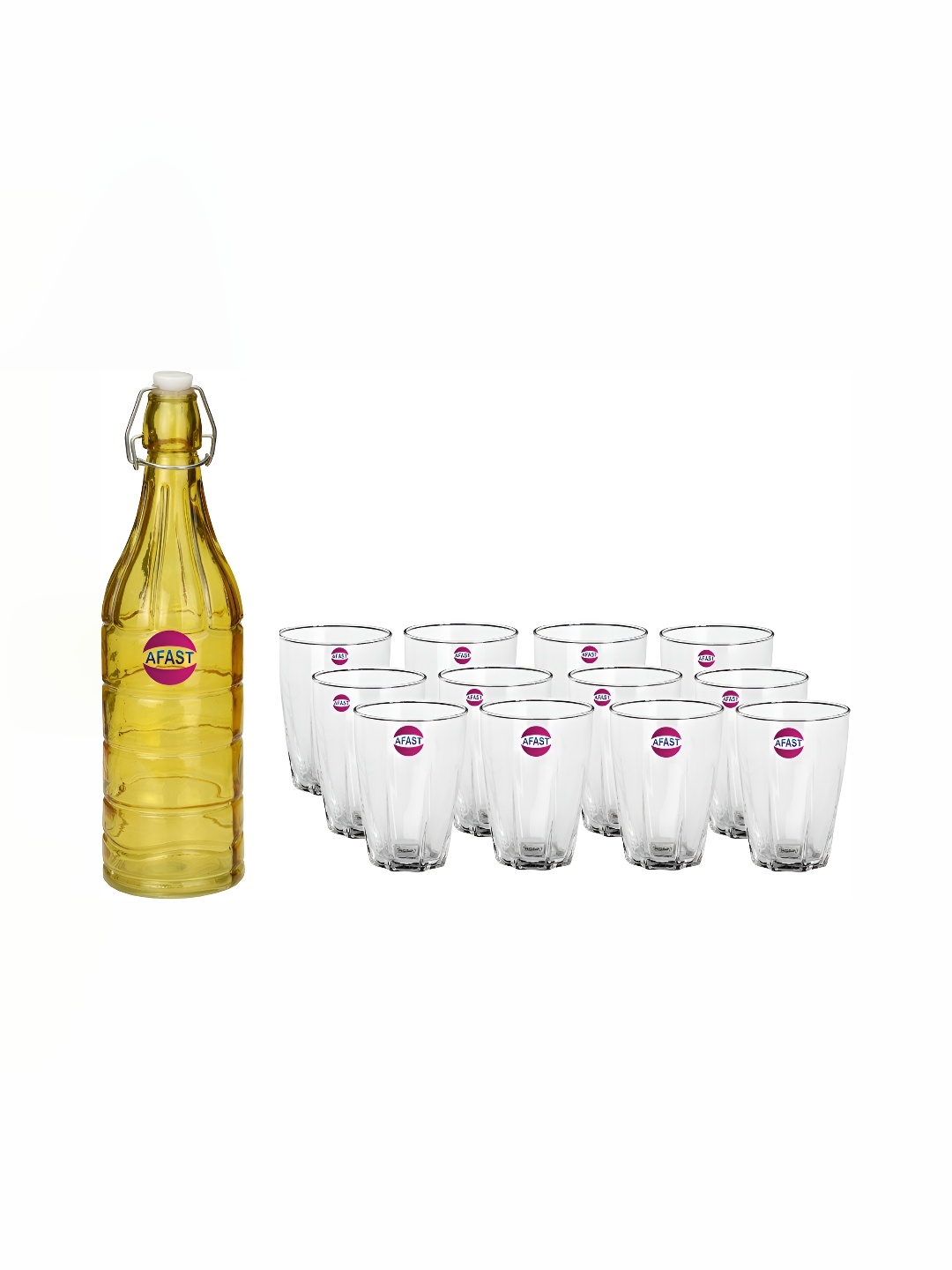 

1ST TIME Yellow & Transparent 13 Pcs Bottle & Glasses Set