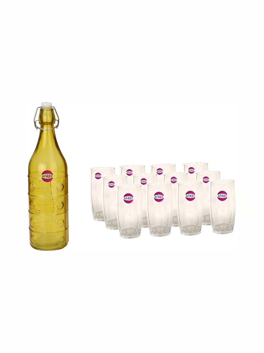 

1ST TIME Yellow & Transparent 13 Pcs Bottle & Glasses Set