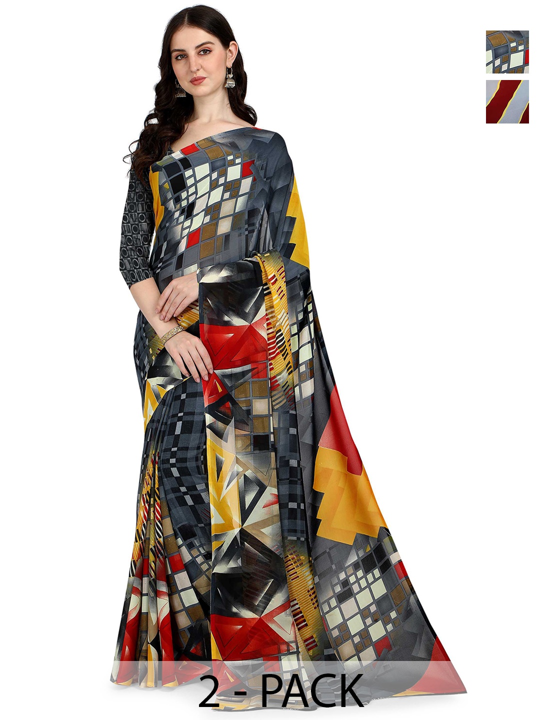 

ANAND SAREES Poly Georgette Saree, Grey