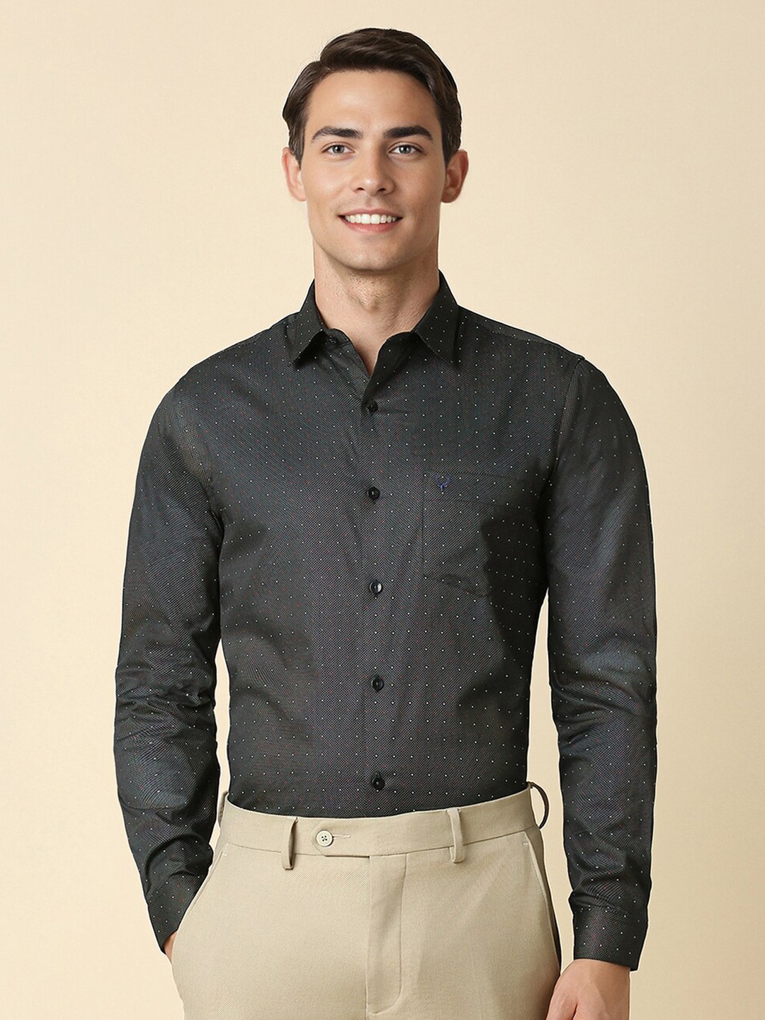 

Allen Solly Slim Fit Micro Ditsy Printed Cotton Formal Shirt, Grey