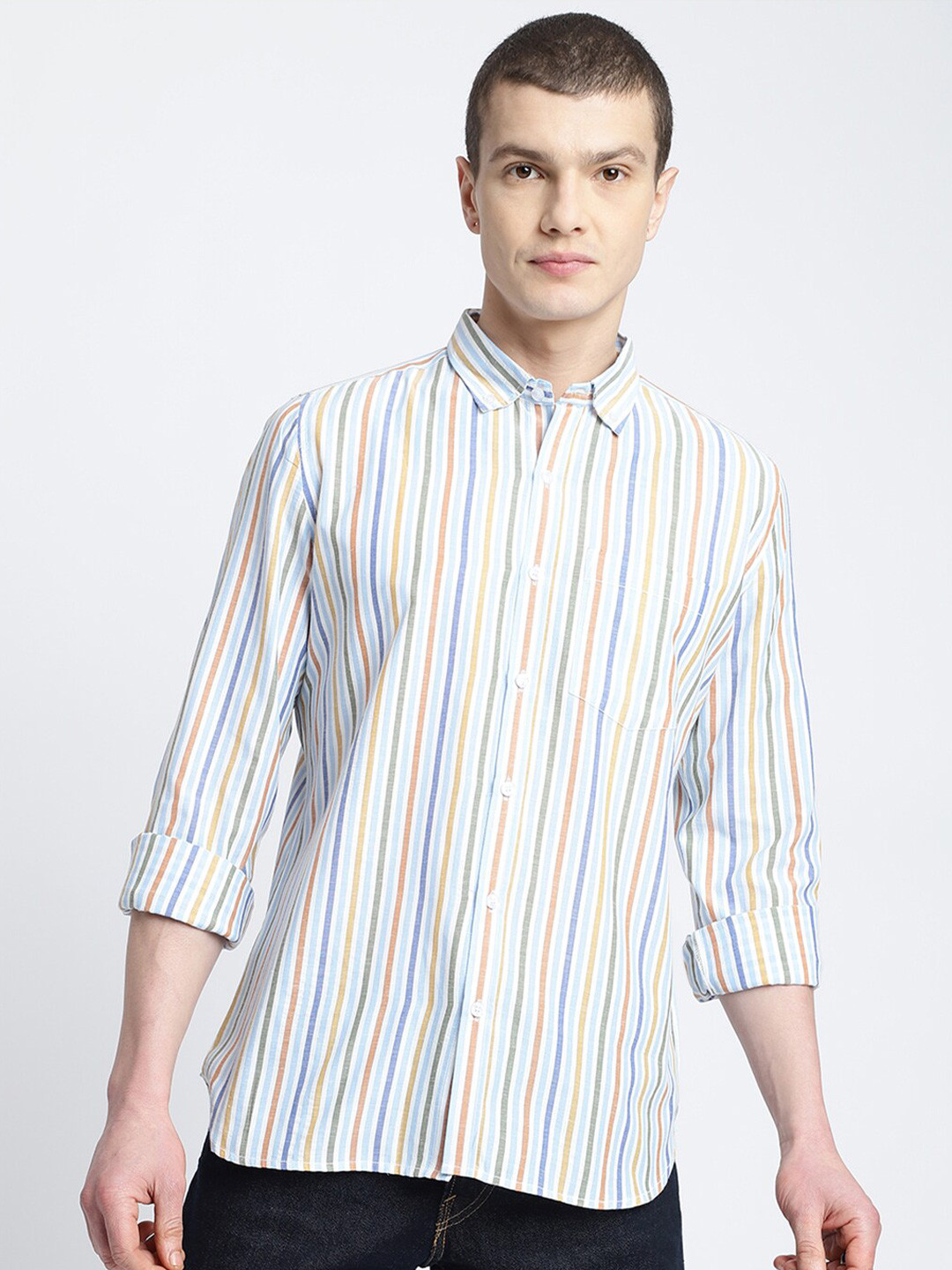 

HighRider Classic Regular Fit Striped Casual Shirt, Blue
