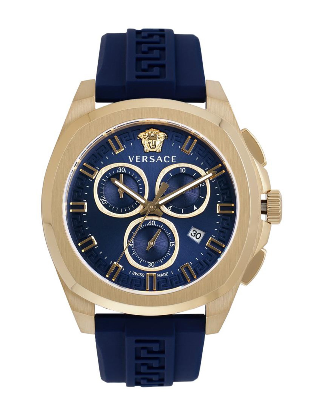 

Versace Men Brass Dial & Cut Work Straps Analogue Watch VE7CA0323, Blue
