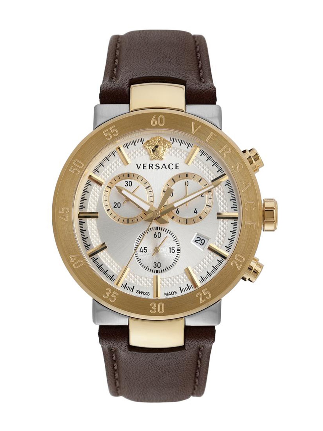 

Versace Men Brass Dial & Leather Straps Analogue Watch VEPY00220, White