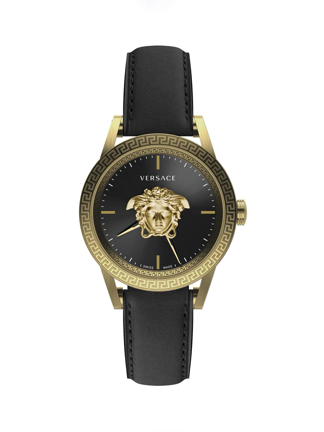 

Versace Men Brass Embellished Dial & Leather Straps Analogue Watch VERD01320, Black
