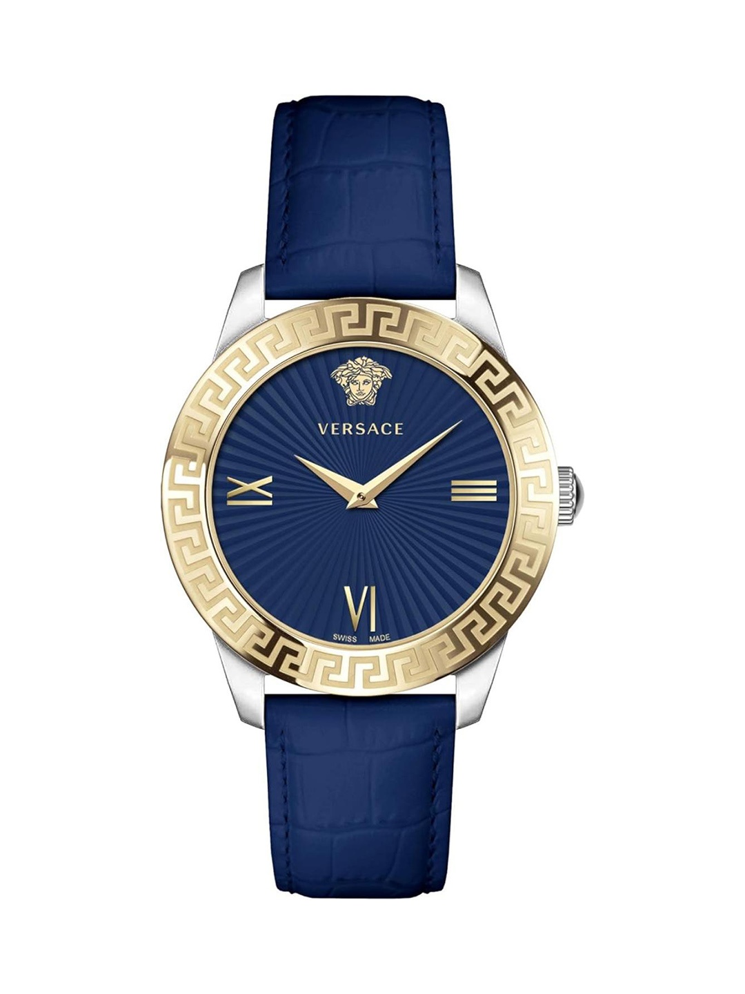 

Versace Women Leather Textured Straps Analogue Watch VEVC00219, Blue