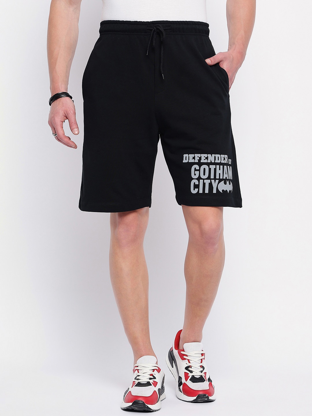 

Wear Your Mind Men Typography Printed Cotton Shorts, Black