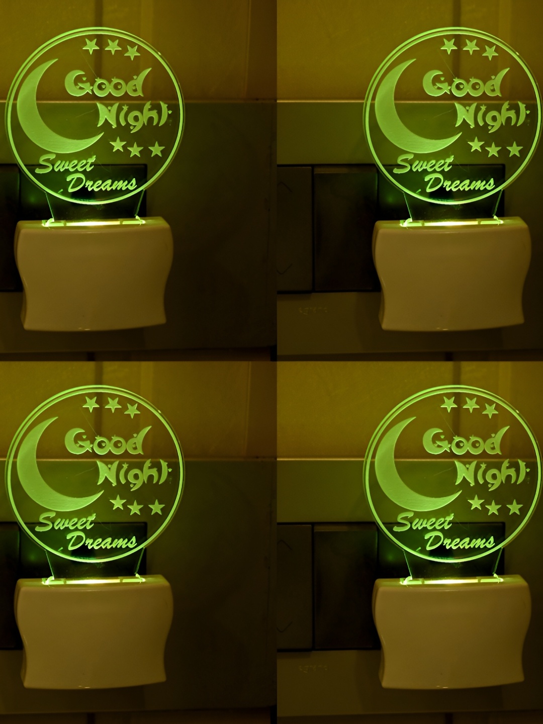 

1ST TIME White 4 Pieces Printed Abstract Shaped Acrylic Night Lamps