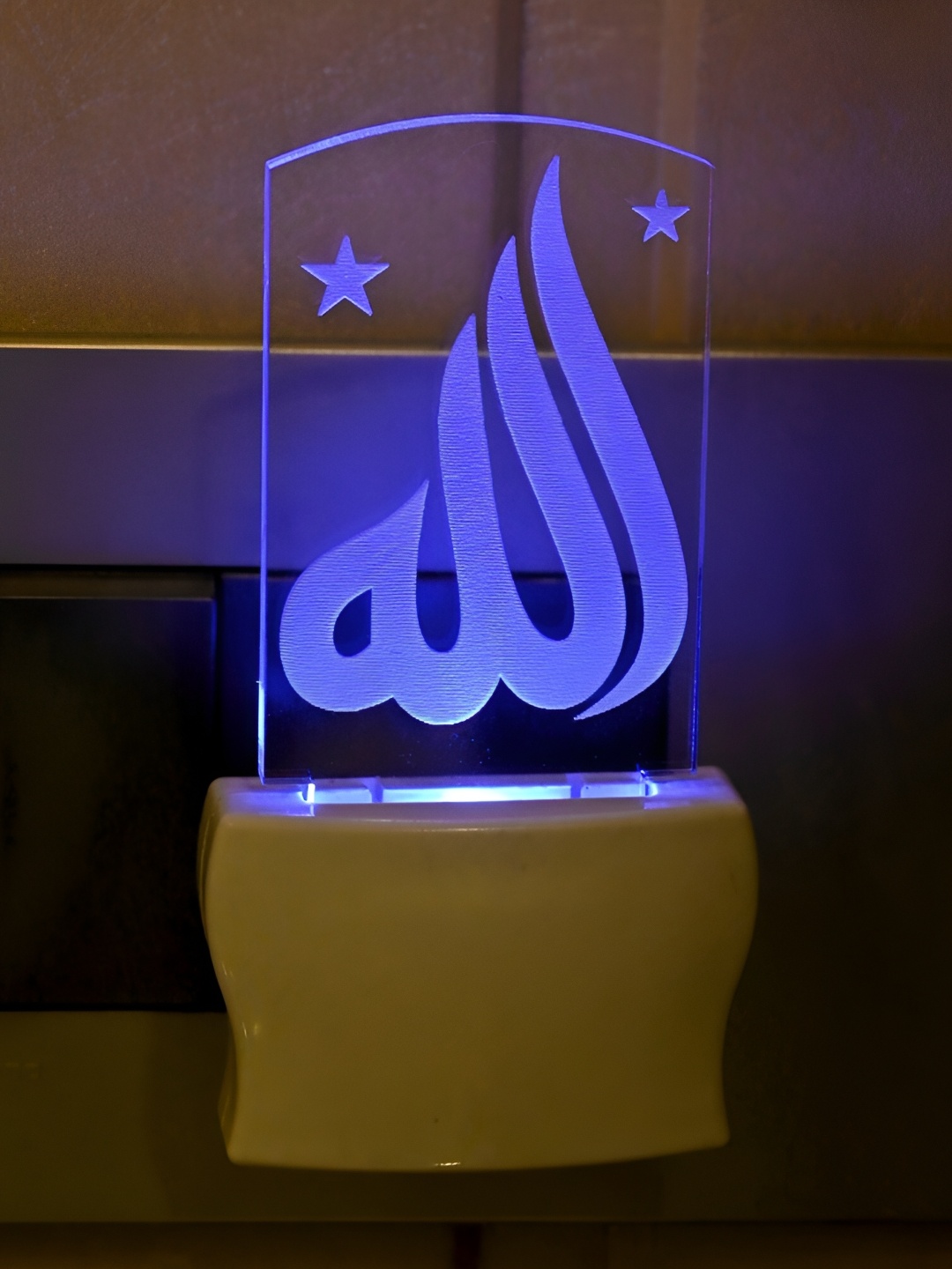 

1ST TIME White & Yellow Printed Abstract Shaped Acrylic Night Lamp