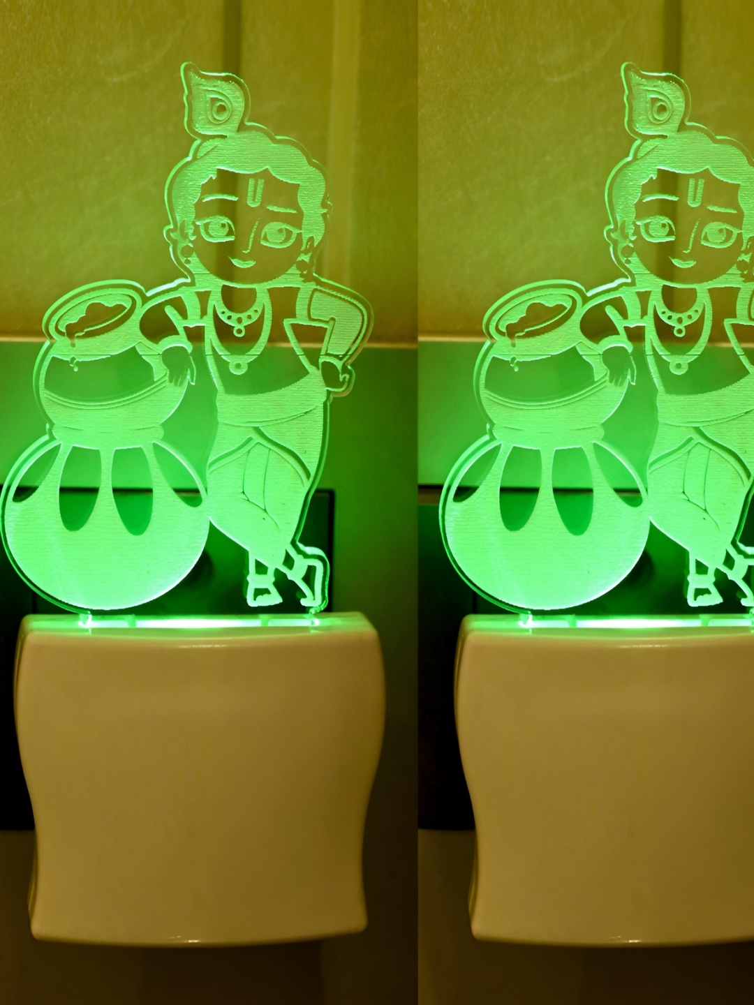

1ST TIME White 2 Pieces Printed Abstract Shaped Acrylic Night Lamps