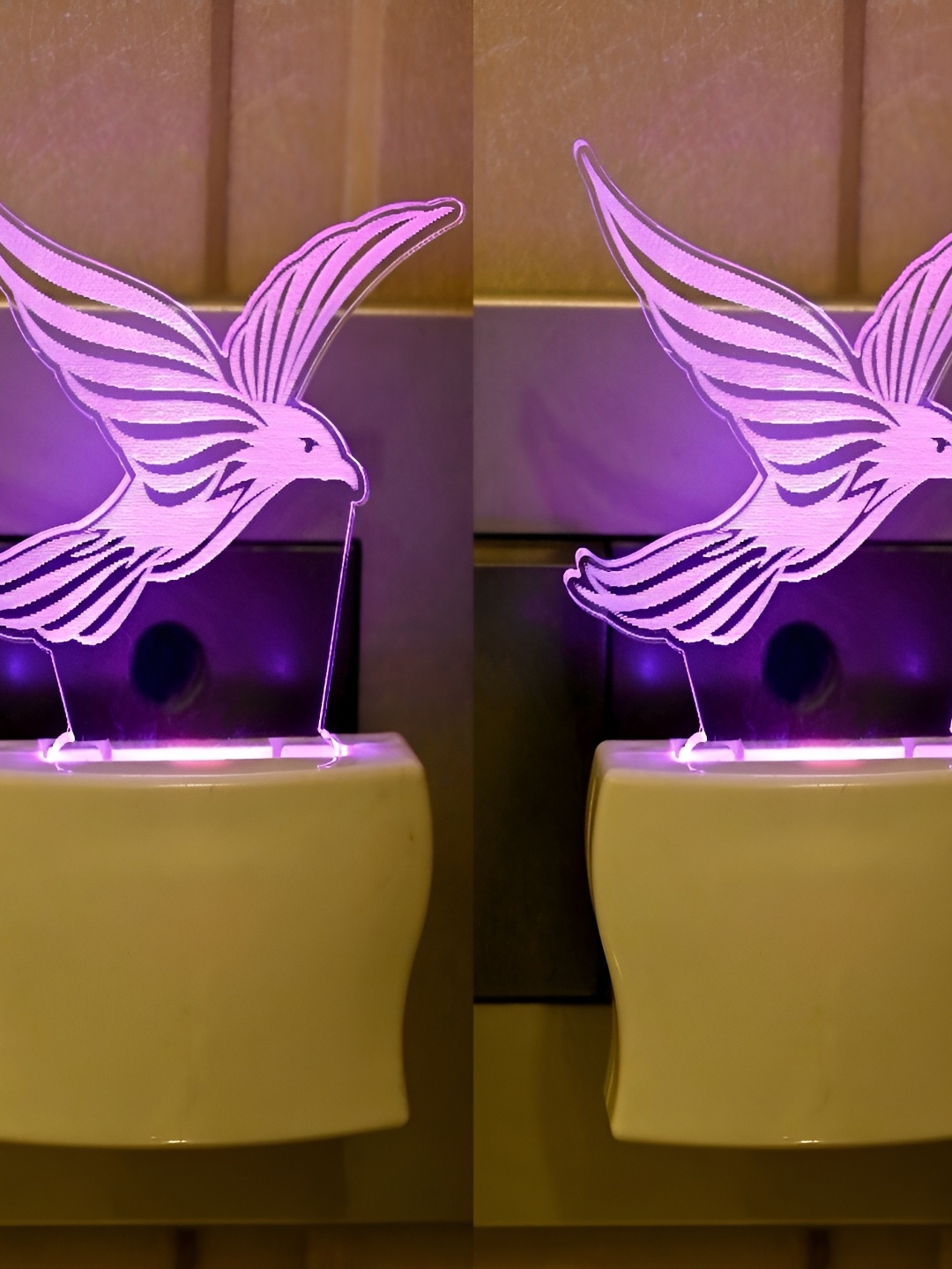 

1ST TIME White 2 Pieces Printed Abstract Shaped Acrylic Night Lamps
