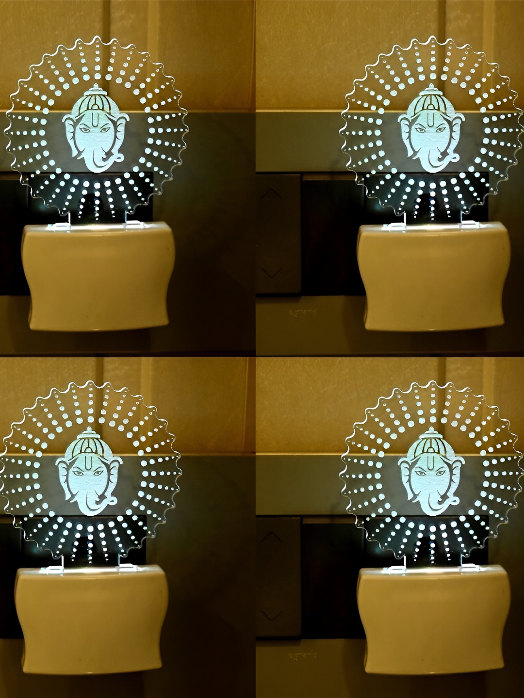 

1ST TIME White 4 Pieces Printed Abstract Shaped Acrylic Night Lamps