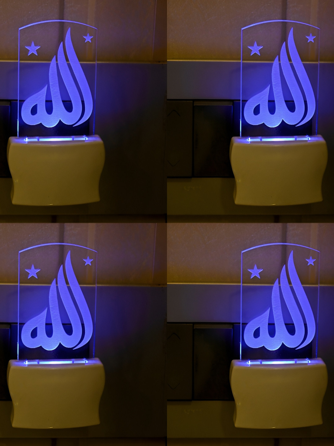 

1ST TIME White 4 Pieces Printed Abstract Shaped Acrylic Night Lamps