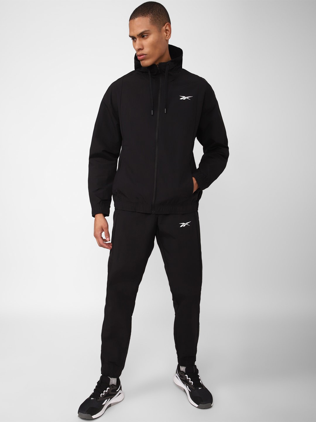 

Reebok Men Hooded Zip-Up Tracksuit, Black