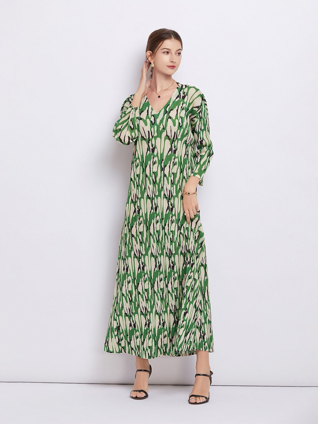 

JC Collection Floral Printed V-Neck Maxi Dress, Green