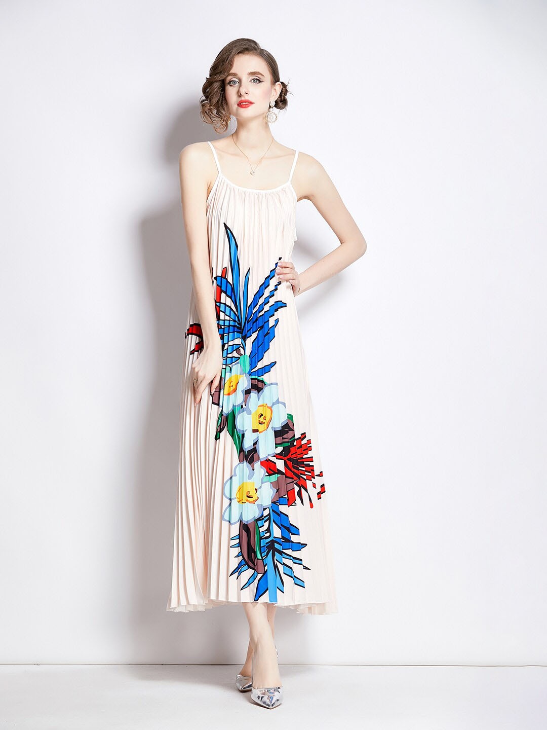 

JC Collection Floral Printed A-Line Dress, White