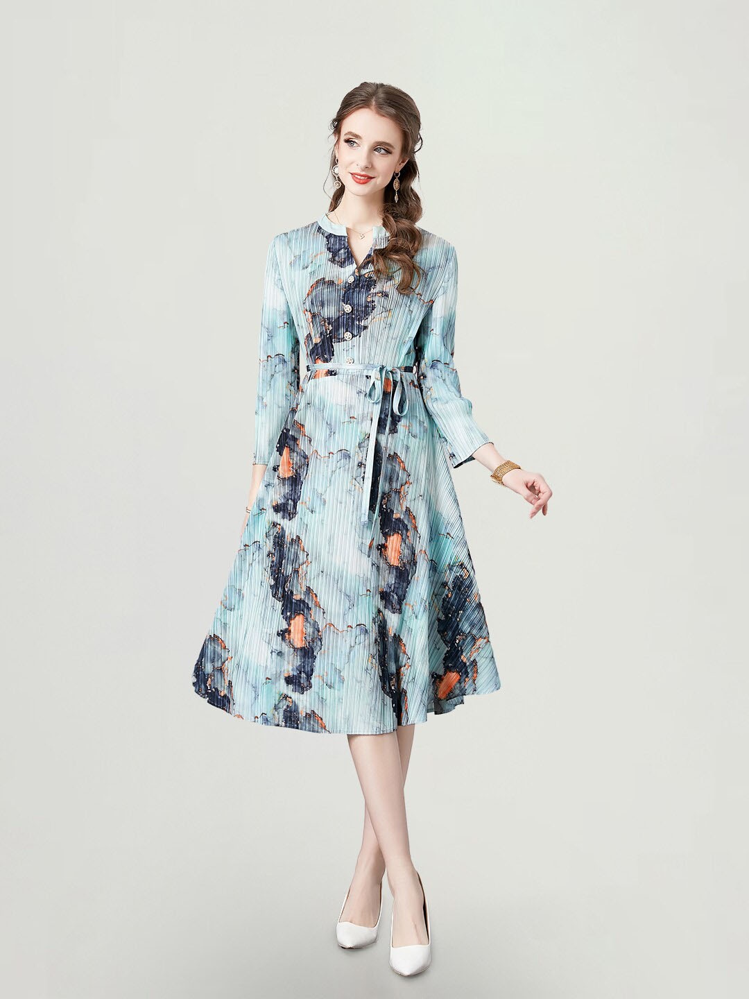 

JC Collection Floral Printed Fit & Flare Midi Dress, Blue