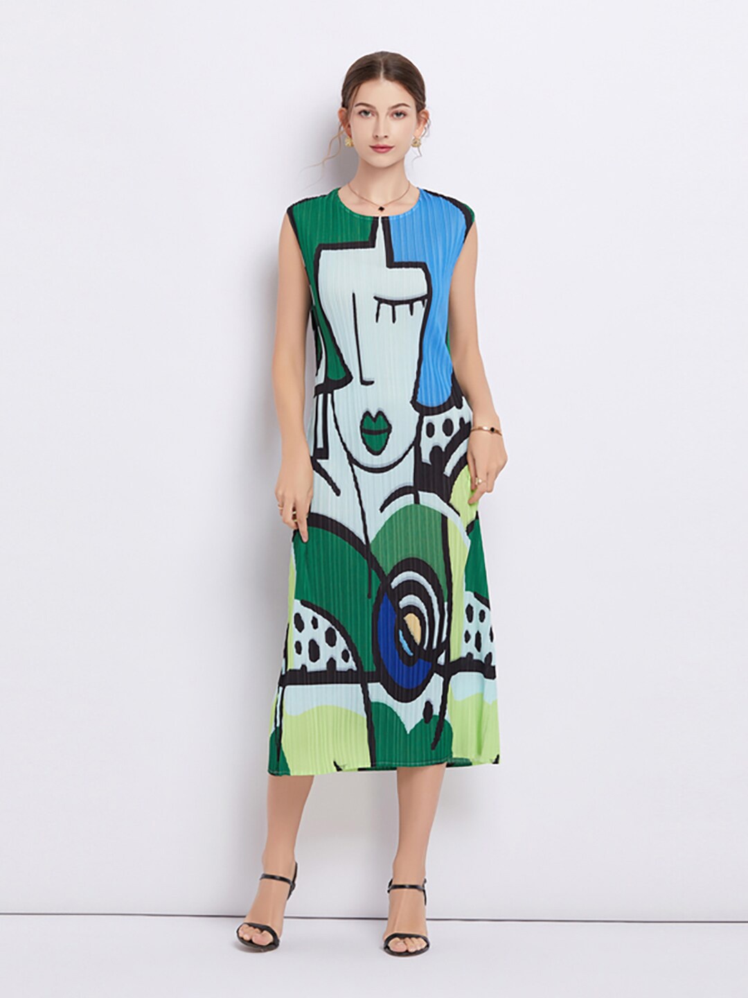 

JC Collection Graphic Printed A-Line Midi Dress, Blue