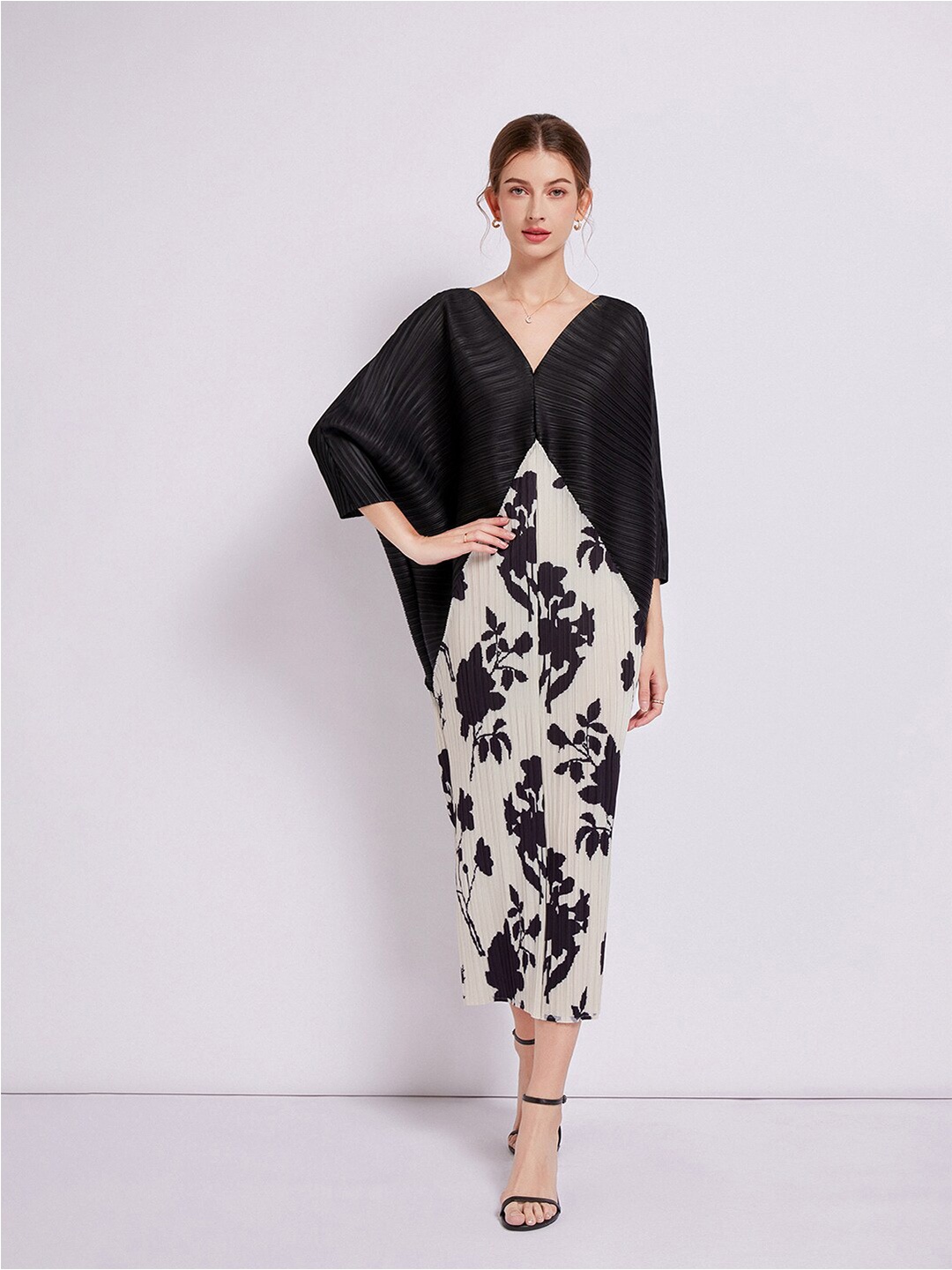 

JC Collection Floral Printed Sheath Midi Dress, Black