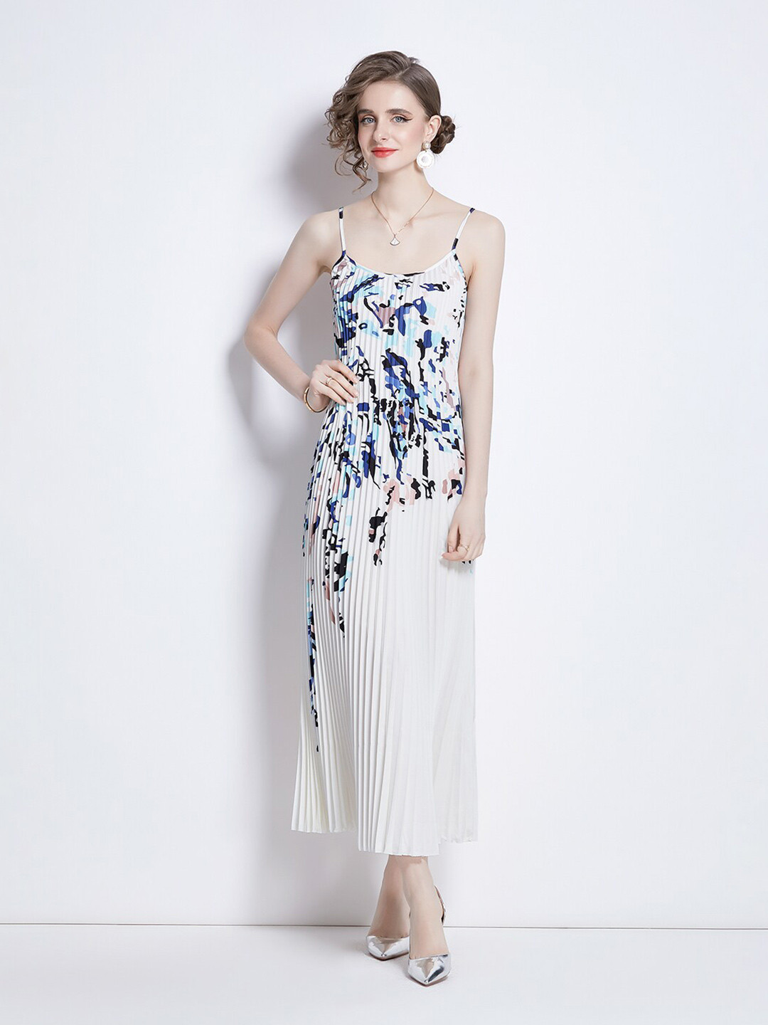 

JC Collection Abstract Printed A-Line Dress, White
