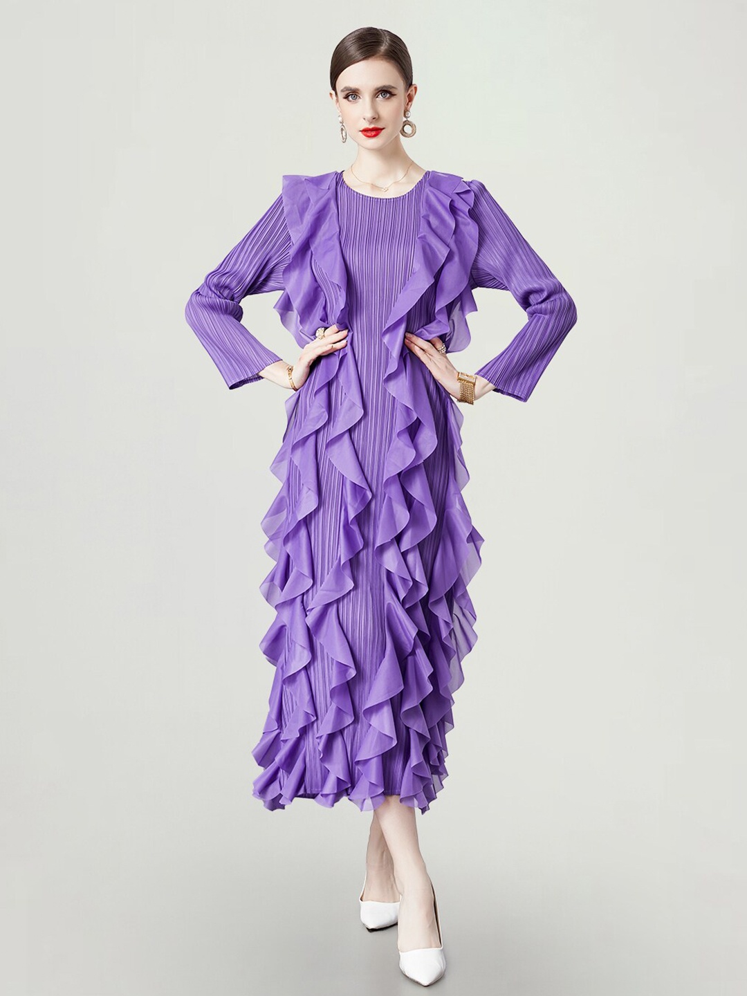 

JC Collection Round Neck Fit & Flare Midi Dress, Purple
